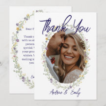 Cartão de agradecimento de casamento floral simple
