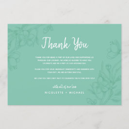 Cartão de Agradecimento de Casamento Floral Verde 