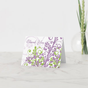 Cartão de Agradecimento de Casamento Floral Verde