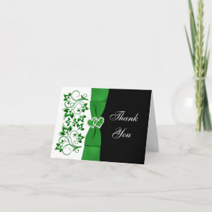 Cartão de Agradecimento de Casamento Floral Verde,