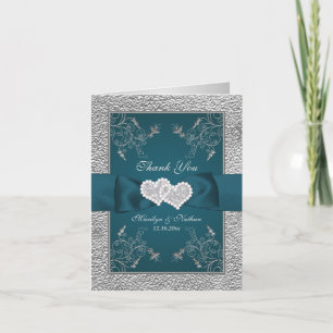 Cartão de Agradecimento de Casamento Floral Verde-