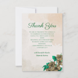 Cartão de Agradecimento de Casamento Floral Verde