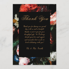 Cartão de Agradecimento de Casamento Floral Vermel