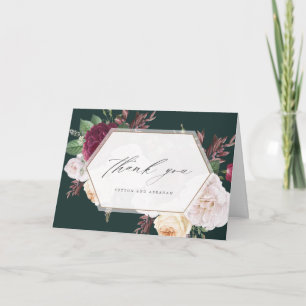 Cartão de agradecimento de casamento floral Vintag