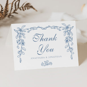Cartão de Agradecimento de Casamento Floral Vintag