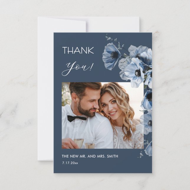 Cartão de Agradecimento de Casamento Flores Transp (Frente)