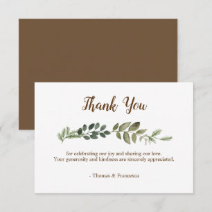 Cartão de Agradecimento de Casamento Folhas Rústic