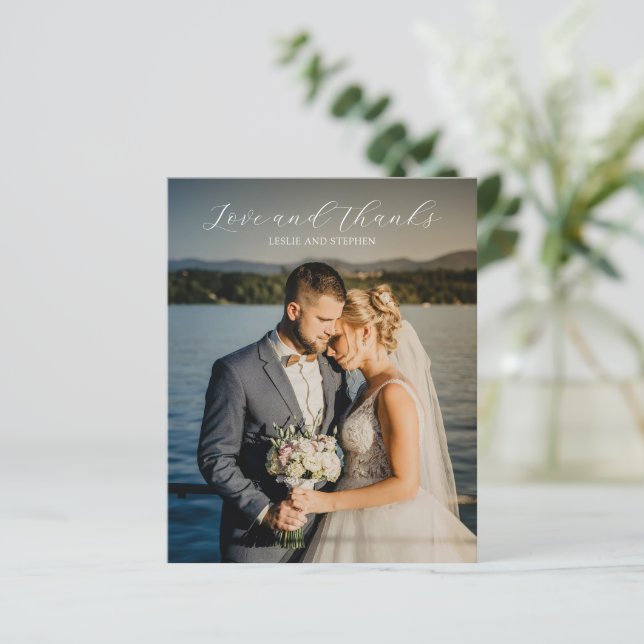 Cartão de Agradecimento de Casamento Foto Atempora (Em pé/Frente)
