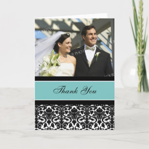 Cartão de Agradecimento de Casamento Foto Azul Tur