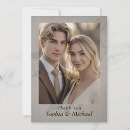 Cartão de Agradecimento de Casamento Foto Folhas S