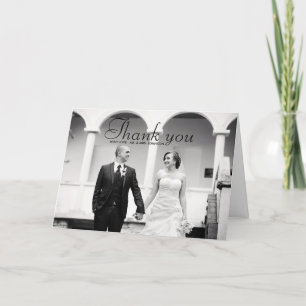 Cartão de Agradecimento de Casamento Foto Preto e