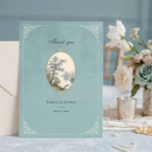 Cartão de Agradecimento de Casamento French Heron