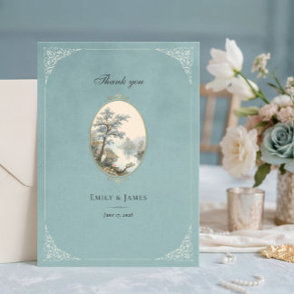 Cartão de Agradecimento de Casamento French Heron