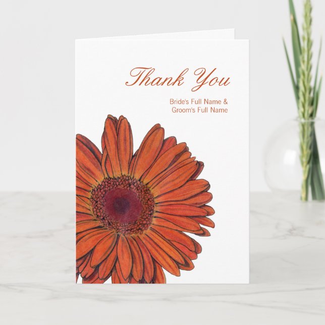 Cartão de Agradecimento de Casamento Gerbera (Frente)