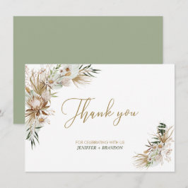 Cartão de agradecimento de casamento Gold Boho/Boê