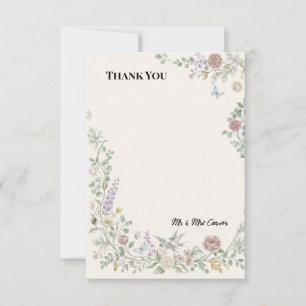 Cartão de Agradecimento de Casamento Jardim Blue C