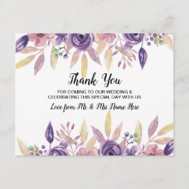 Cartão de Agradecimento de Casamento Lavanda Flora