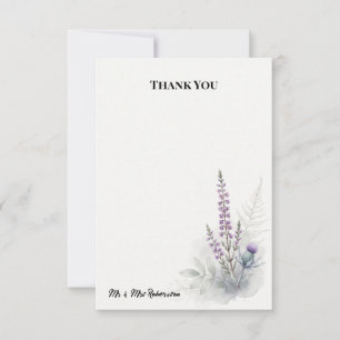 Cartão de Agradecimento de Casamento Lavanda Heath