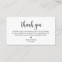 Cartão de agradecimento de casamento, letra modern