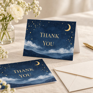 Cartão de Agradecimento de Casamento Lua Celestial