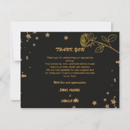 Cartão de Agradecimento de Casamento Luxo Dourado