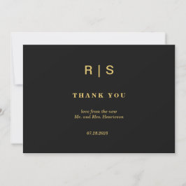 Cartão de Agradecimento de Casamento Luxo Preto Do