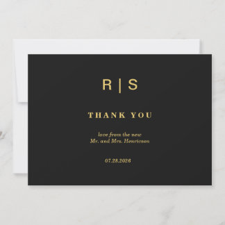 Cartão de Agradecimento de Casamento Luxo Preto Do