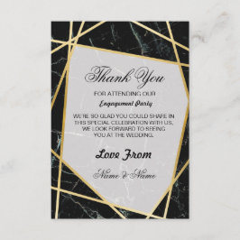 Cartão de Agradecimento de Casamento Mármore Preto
