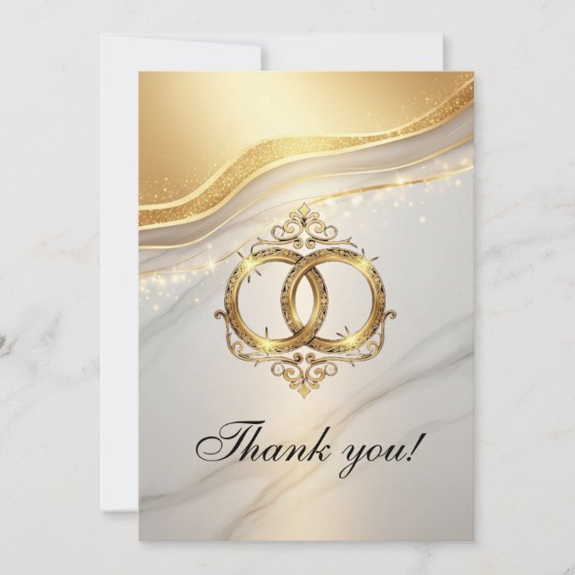 Cartão de Agradecimento de Casamento Moderno (Frente)