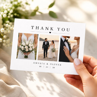 Cartão de Agradecimento de Casamento Moderno com T