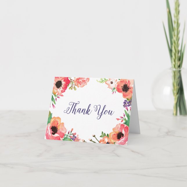 cartão de agradecimento de casamento MODERNO FLORA (Frente)