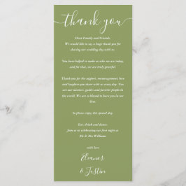 Cartão de Agradecimento de Casamento Musgo Verde