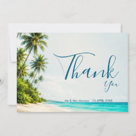 Cartão de Agradecimento de Casamento na Praia Trop