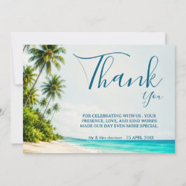 Cartão de Agradecimento de Casamento na Praia Trop