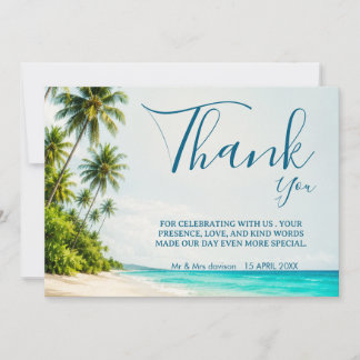 Cartão de Agradecimento de Casamento na Praia Trop