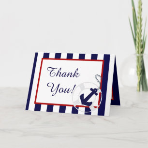 Cartão de Agradecimento de Casamento Náutico Blue