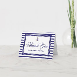 Cartão de Agradecimento de Casamento Náutico Elega