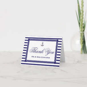Cartão de Agradecimento de Casamento Náutico Elega