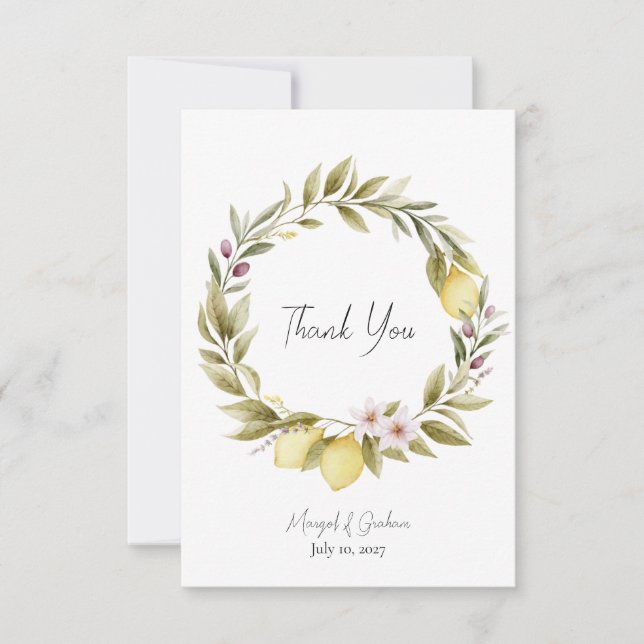 Cartão de Agradecimento de Casamento Olive Orchard (Frente)