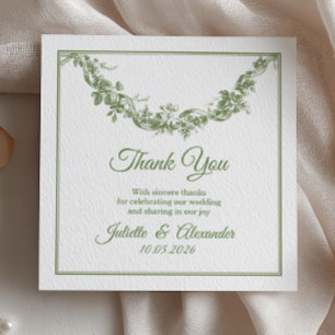 Cartão de Agradecimento de Casamento Olive Sage To