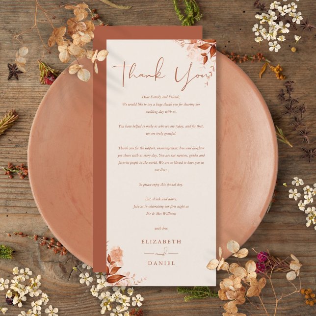 Cartão de Agradecimento de Casamento Outono Rústic (Rustic Autumn Fall Wedding Thank You Place Card)