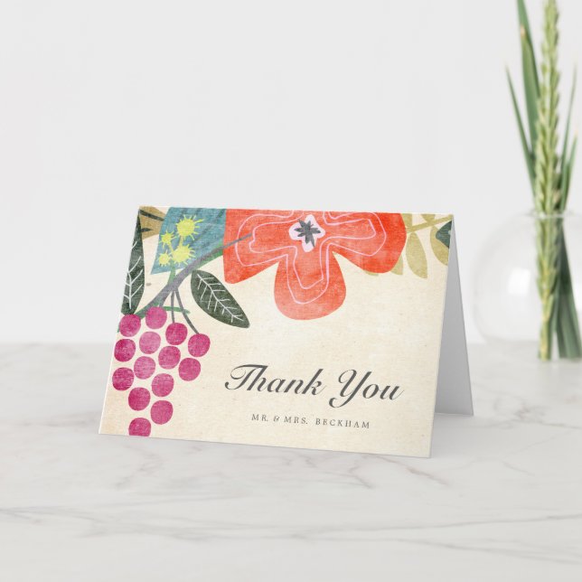 Cartão de Agradecimento de Casamento Paraíso Rústi (Frente)