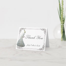 Cartão de Agradecimento de Casamento Pavão Branco