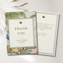 Cartão de Agradecimento de Casamento Peacock Palm