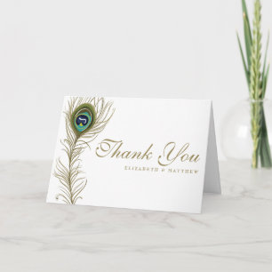 Cartão de Agradecimento de Casamento Pena de Pavão