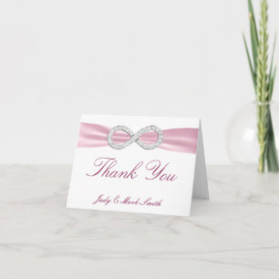 Cartão de Agradecimento de Casamento Pink Diamond 
