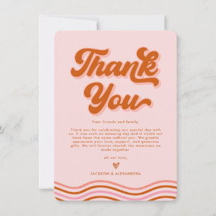 Cartão de Agradecimento de Casamento Pink Laranja
