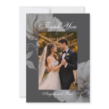 Cartão de agradecimento de casamento plano com fot