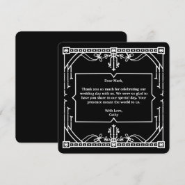 Cartão de Agradecimento de Casamento Preto