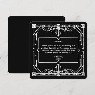 Cartão de Agradecimento de Casamento Preto